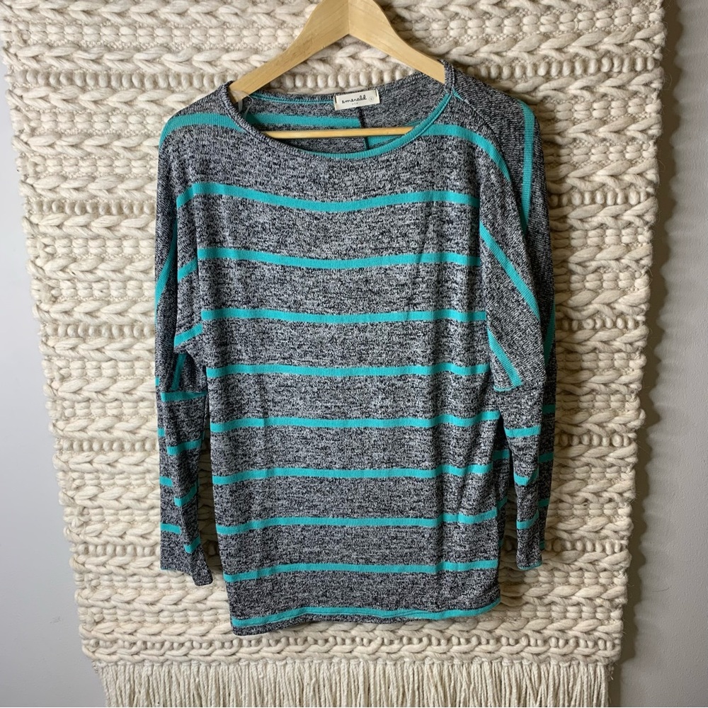 Emerald Gray & Teal Striped Top